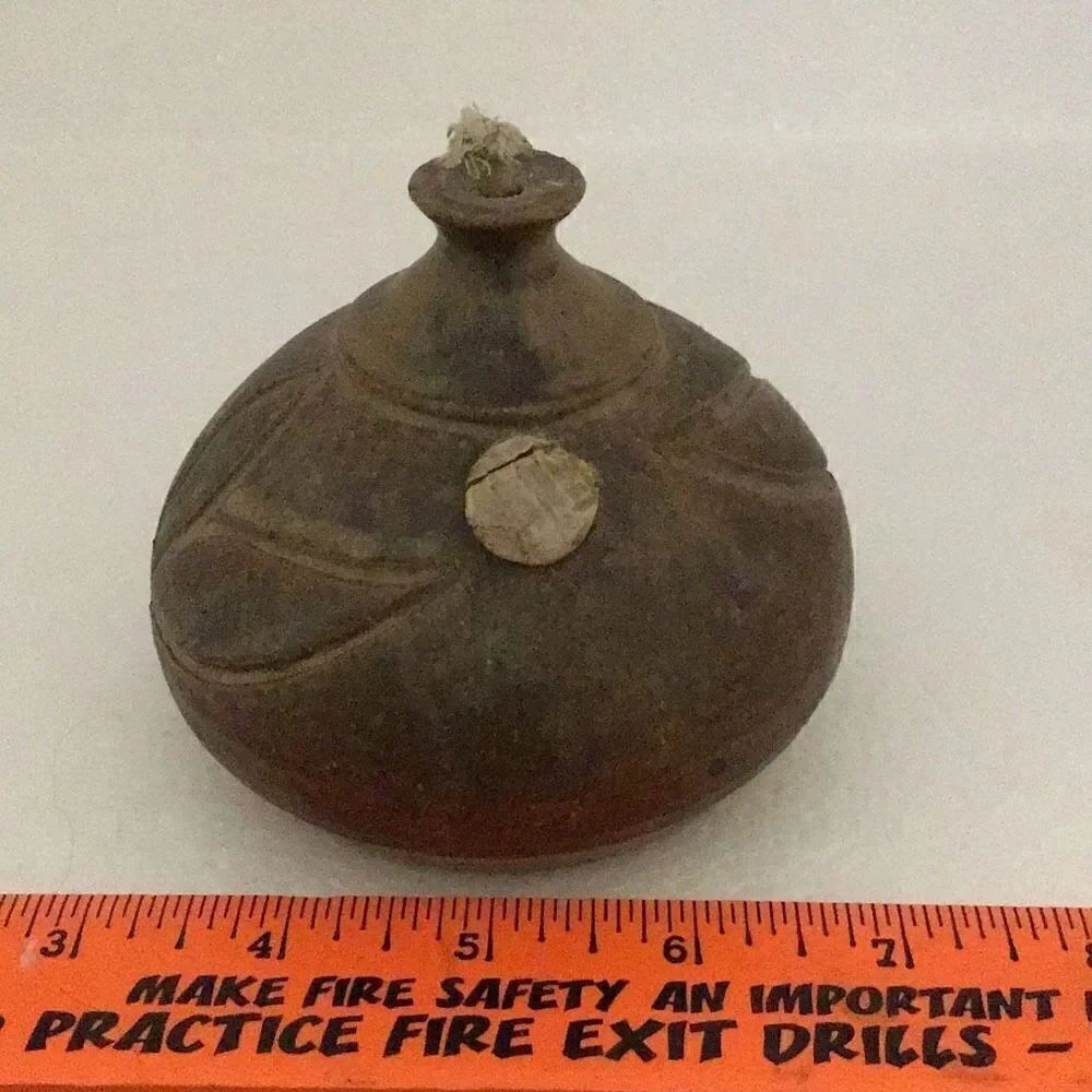 Vintage clay oil lamp by BJERGARD DANMARK